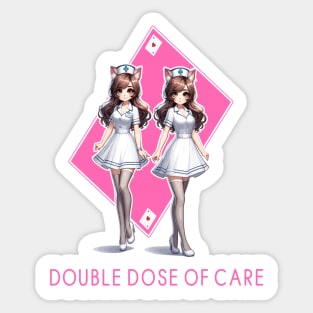 Twin Cat Nurses,  Double Dose of Care Art Sticker